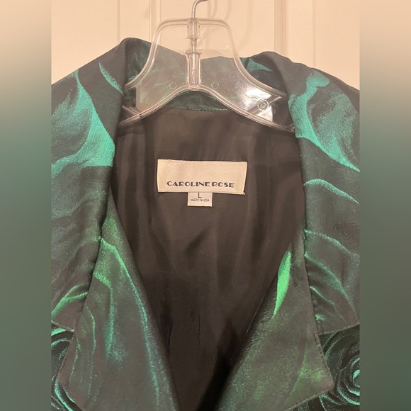 Vintage Caroline Rose Statement Jacket Size L. Green Rose Print. - Picture 4 of 8